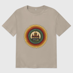 Женская футболка хлопок Oversize Солнечный храм