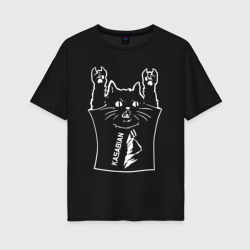 Женская футболка хлопок Oversize Kasabian - cat rock