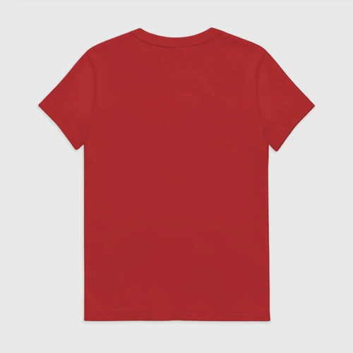 Женская футболка хлопок с принтом Милый померанец с оленьими рожками, вид сзади #1