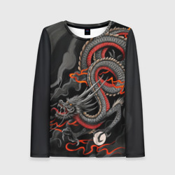 Женский лонгслив 3D Дракон в грозовом облаке