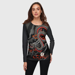 Женский лонгслив 3D Дракон в грозовом облаке - фото 2