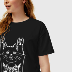 Женская футболка хлопок Oversize Mayhem - rock cat - фото 2