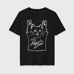 Женская футболка хлопок Oversize Panic at the disco - cat rock