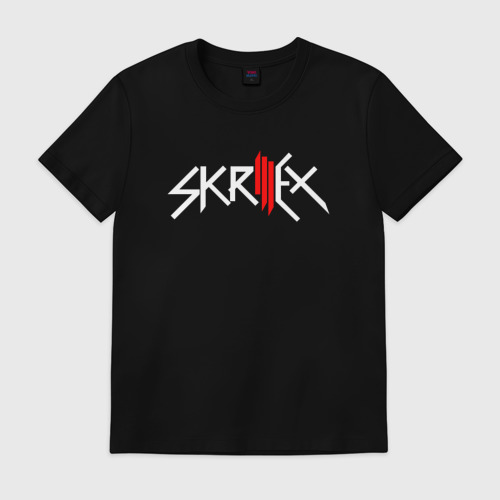 Мужская футболка хлопок с принтом Skrillex - logo, вид спереди #2