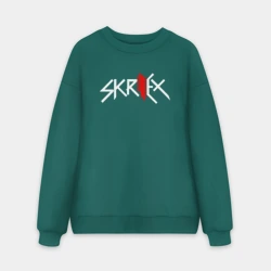 Мужской свитшот oversize без начеса хлопок Skrillex - logo