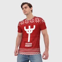 Мужская футболка 3D Новогодний Judas Priest - фото 2