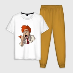 Мужская пижама с белой футболкой хлопок Нервный диспетчер из Каламбур: Крутое пике