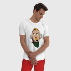 Мужская пижама с белой футболкой хлопок Заикающийся радист Морзе из Каламбур: Крутое пике  - фото 2