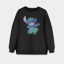 Женский свитшот oversize без начеса хлопок Стич танец
