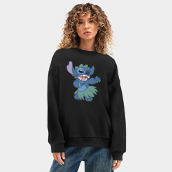 Женский свитшот oversize без начеса хлопок Стич танец - фото 2