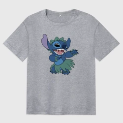 Женская футболка хлопок Oversize Стич танец