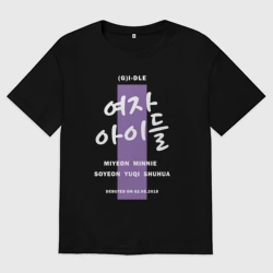 Женская футболка хлопок Oversize G i-dle color block