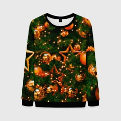 Мужской свитшот 3D Новогодние игрушки на ветках
