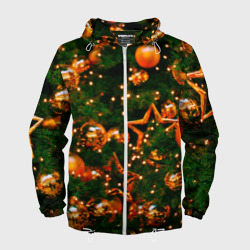 Мужская ветровка 3D Новогодние игрушки на ветках