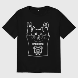 Женская футболка хлопок Oversize Radiohead - cat rock