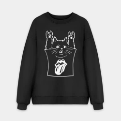 Мужской свитшот oversize без начеса хлопок Rolling Stones - cat rock