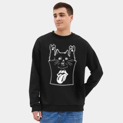 Мужской свитшот oversize без начеса хлопок Rolling Stones - cat rock - фото 2
