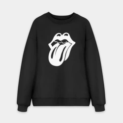Мужской свитшот oversize без начеса хлопок Rolling Stones - white logo