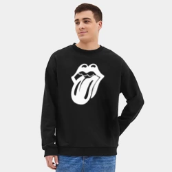 Мужской свитшот oversize без начеса хлопок Rolling Stones - white logo - фото 2