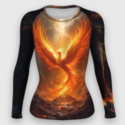 Женский рашгард 3D Птица Феникс возрождается в пламени костра