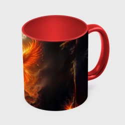 Кружка с полной запечаткой Птица Феникс возрождается в пламени костра