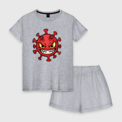 Женская пижама с шортиками хлопок Коварный вирус