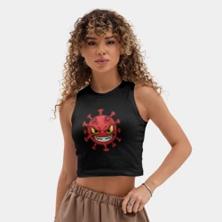 Женская укороченная майка-топ хлопок Коварный вирус - фото 2