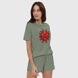Женская пижама с шортиками хлопок Хмурый вирус - фото 2
