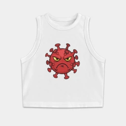 Женская укороченная майка-топ хлопок Хмурый вирус