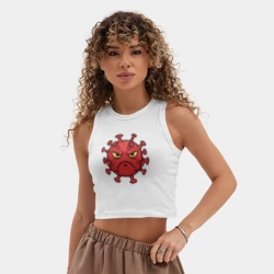 Женская укороченная майка-топ хлопок Хмурый вирус - фото 2