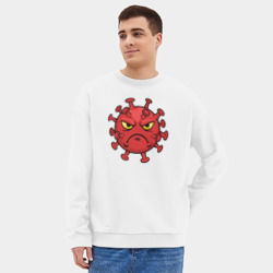Мужской свитшот oversize без начеса хлопок Хмурый вирус - фото 2
