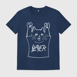 Мужская футболка хлопок Slayer - cat rock