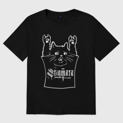 Мужская футболка хлопок Oversize Stigmata - cat rock