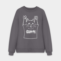 Мужской свитшот oversize без начеса хлопок Sum41 - cat rock