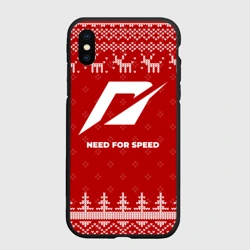 Чехол для iPhone XS Max матовый Новогодний Need for Speed с оленями