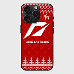 Чехол силиконовый для Apple iPhone 15 Pro матовый Новогодний Need for Speed с оленями