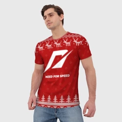 Мужская футболка 3D Новогодний Need for Speed с оленями - фото 2