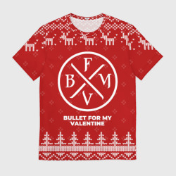 Мужская футболка 3D Новогодний Bullet For My Valentine с оленями