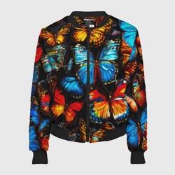 Женский бомбер 3D Куча бабочек