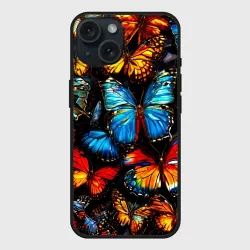 Чехол силиконовый для Apple iPhone 15 матовый Куча бабочек
