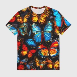 Мужская футболка 3D Куча бабочек