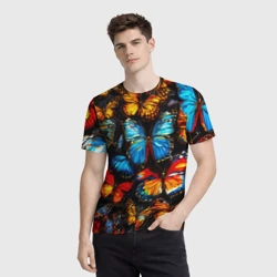 Мужская футболка 3D Куча бабочек - фото 2