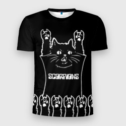 Мужская футболка 3D Slim Scorpions: cat rock