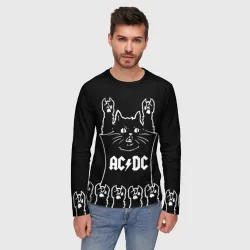 Мужской лонгслив 3D AC DC: cat rock - фото 2