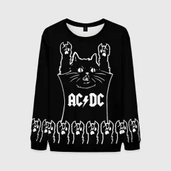 Мужской свитшот 3D AC DC: cat rock