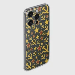 Чехол для iPhone 15 Pro силиконовый с защитой камеры Серп и Молот - СССР - фото 2