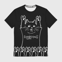 Мужская футболка 3D Evanescence: cat rock