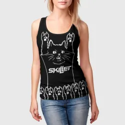 Женская майка 3D Skillet: cat rock - фото 2