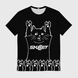 Мужская футболка 3D Skillet: cat rock