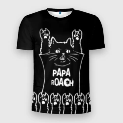 Мужская футболка 3D Slim Papa Roach: cat rock